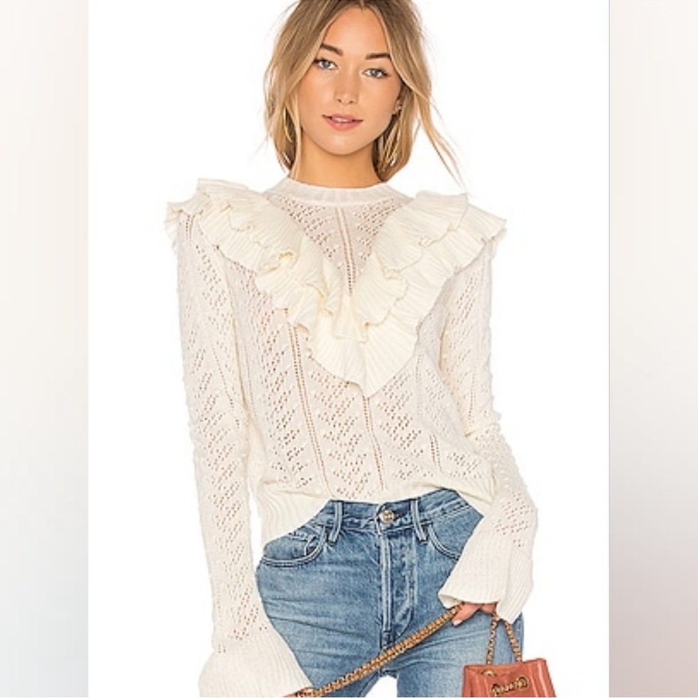Tularosa Manny Ivory Ruffle Wool Blend Sweater Womens Medium Romantic Poetcore